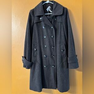 Chic Black Brown Tweed Double-Breasted Women's Pea Coat